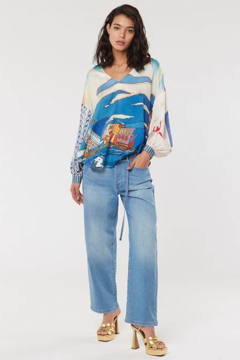 Anna V-Collar Blouse Nautical