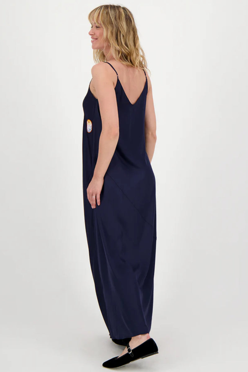 Luisa Solid Camisole Dress Blue Black
