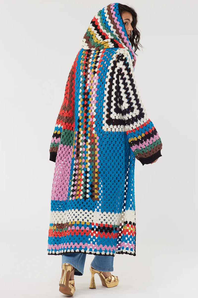 Melissa Hooded Crochet Sweater Rainbow