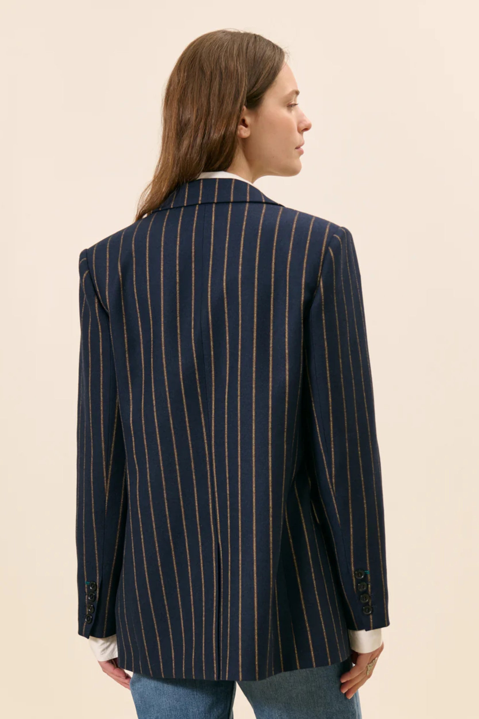 Alesia Blazer Smoking Night Stripes Ochre