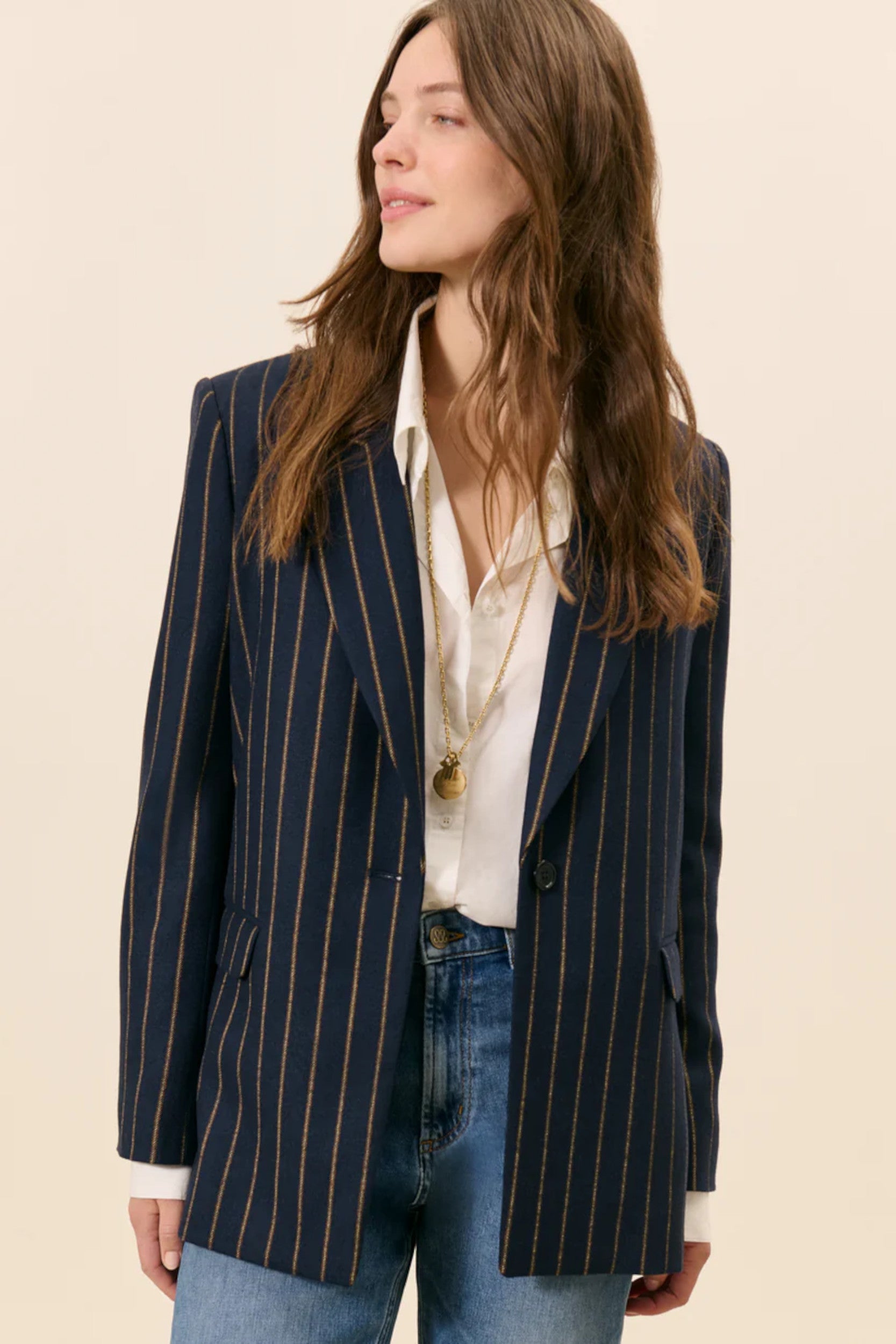 Alesia Blazer Smoking Night Stripes Ochre