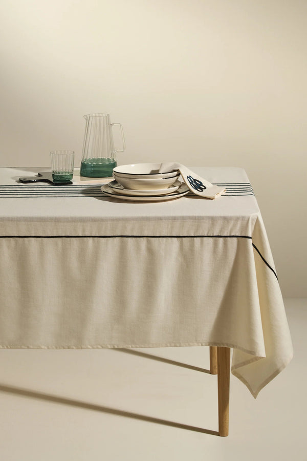 Nappe Echo 250X150 Crème Bleu Sarah