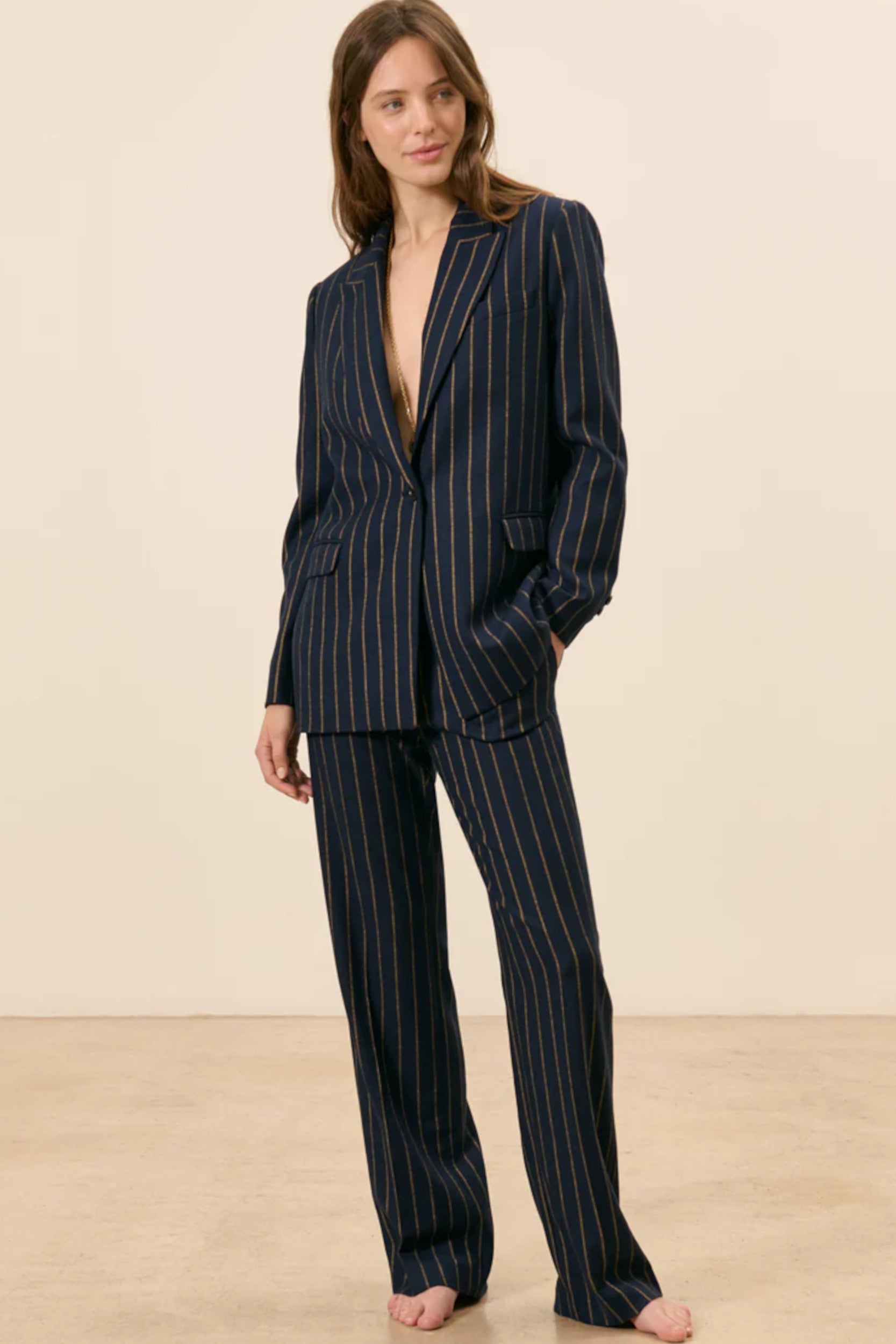 Sevigne Smoking Pant Night Stripes Ochre