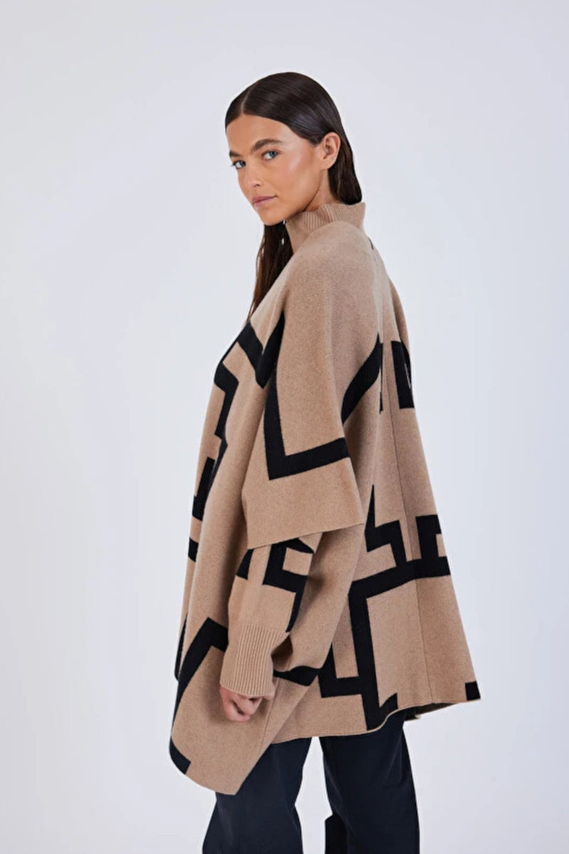 Leksa Poncho Tawny Black