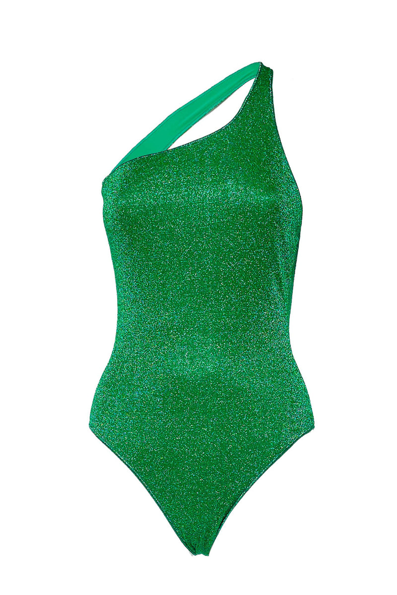 Light Asymetrical One Piece Swimsuit Emerald Green