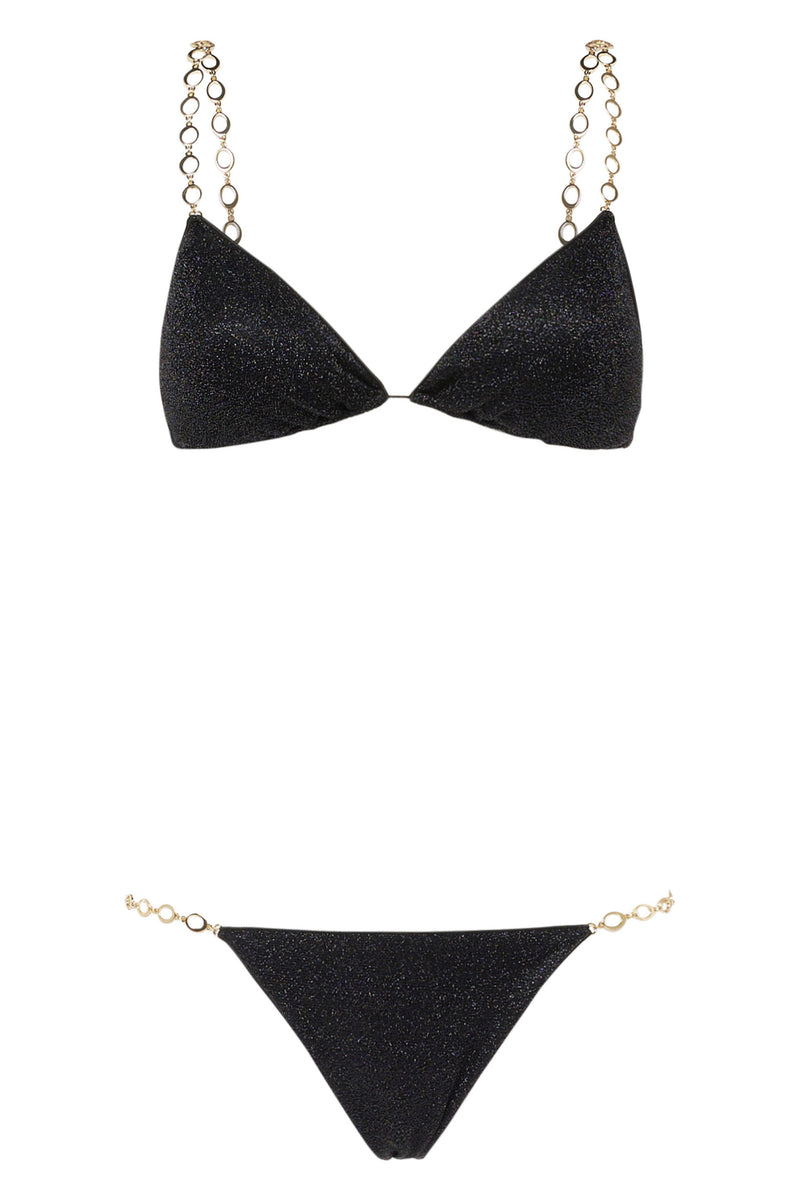 Light O Chain Two Piece Bikini Black