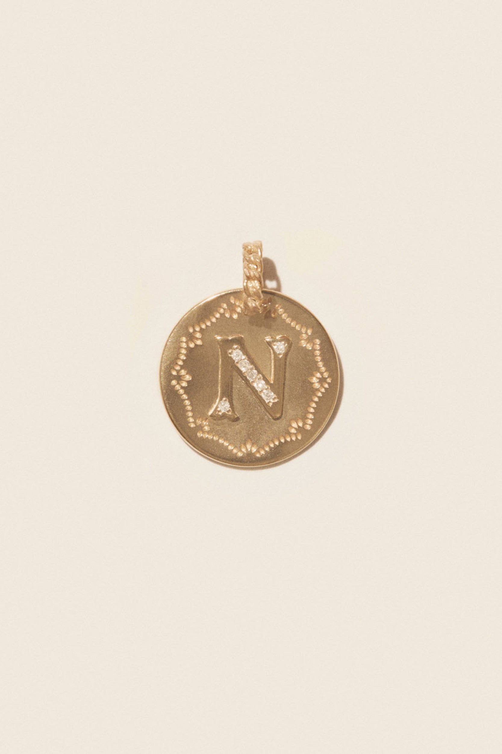 Alphabet N Charm Gold