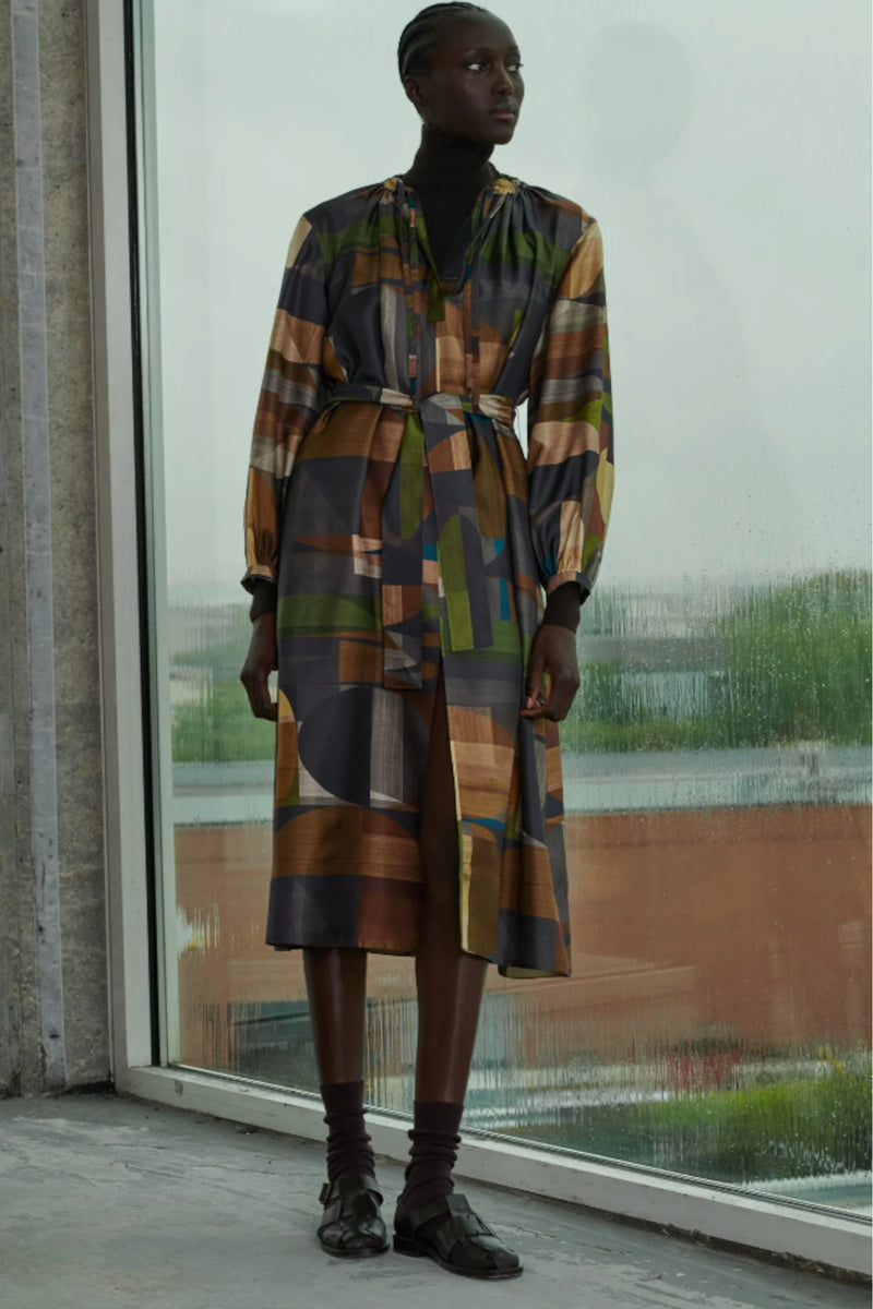 Vanzy Dress Green Brown