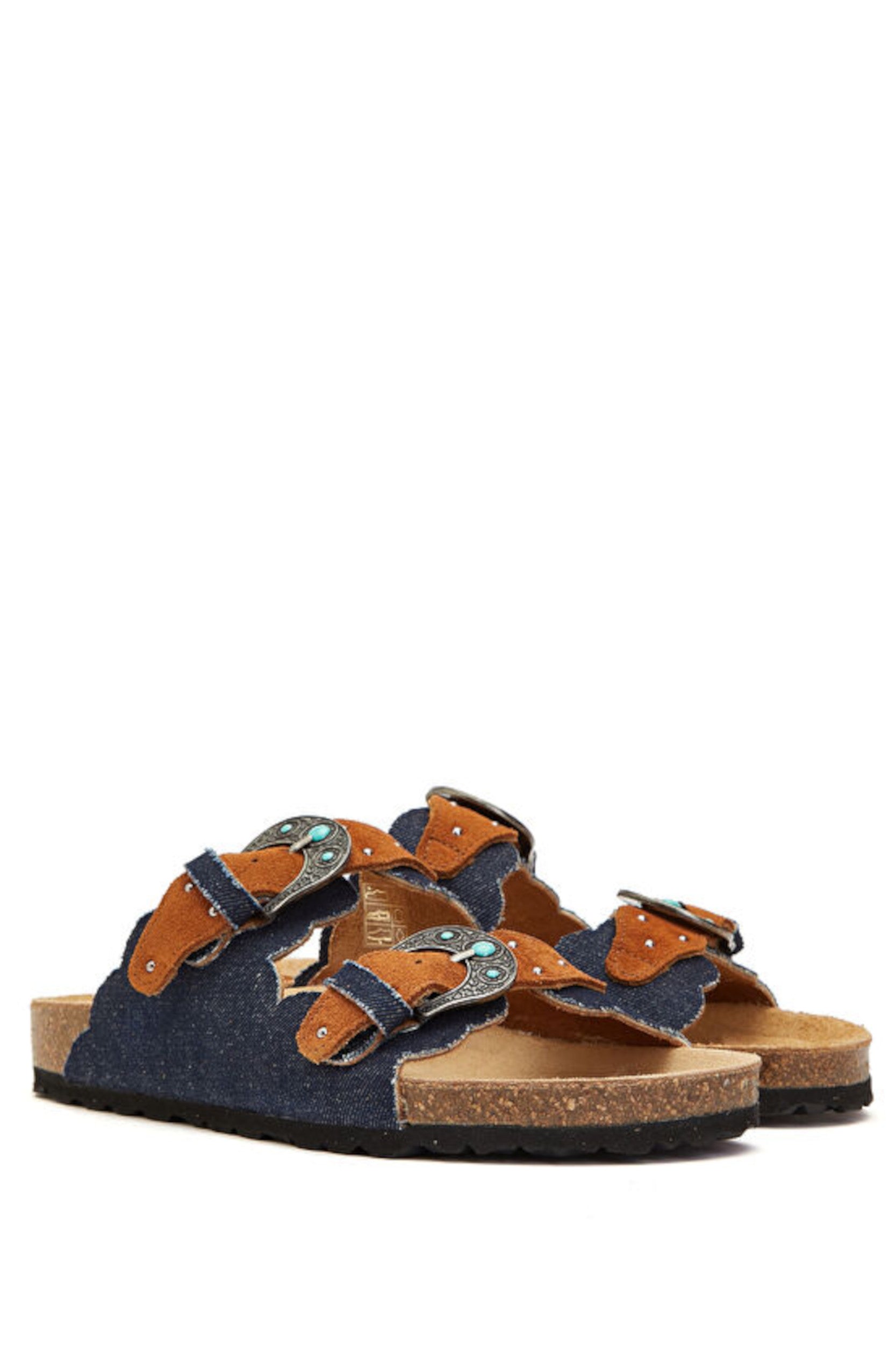 Buckle Wave Sandales Denim — Taji