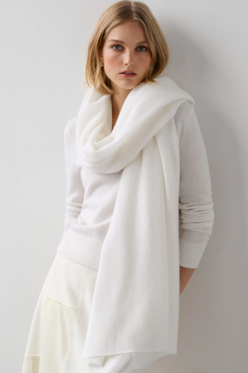 Cashmere Travel Wrap Scarf Soft White