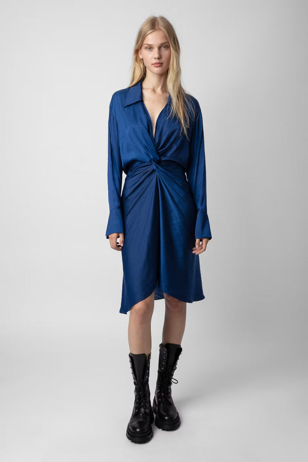 Rozo Satin Dress Royal Blue