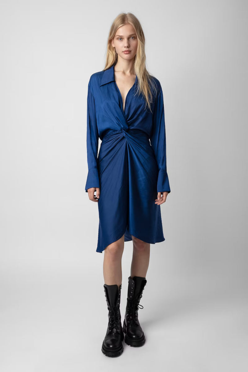 Rozo Satin Dress Royal Blue