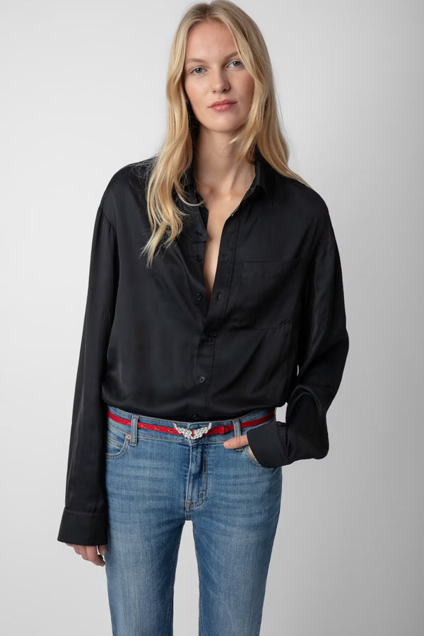 Tyrone Satin Shirt Black