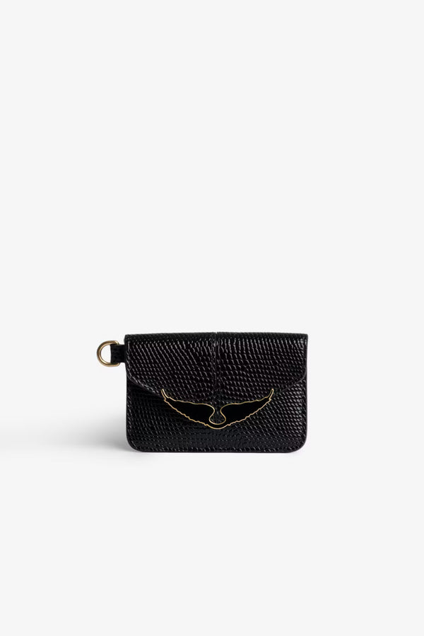 Borderline Pass Embossed Iguan Wallet Black