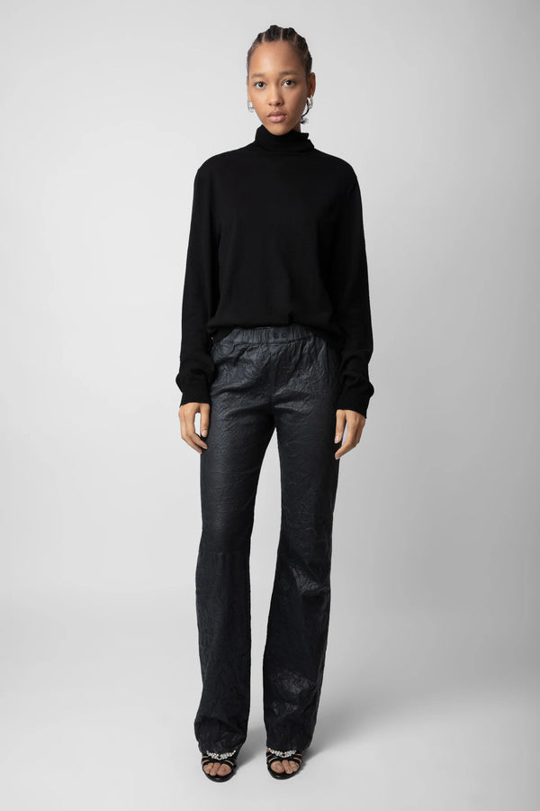 Pauline Crumple Leather Pants Anthracite