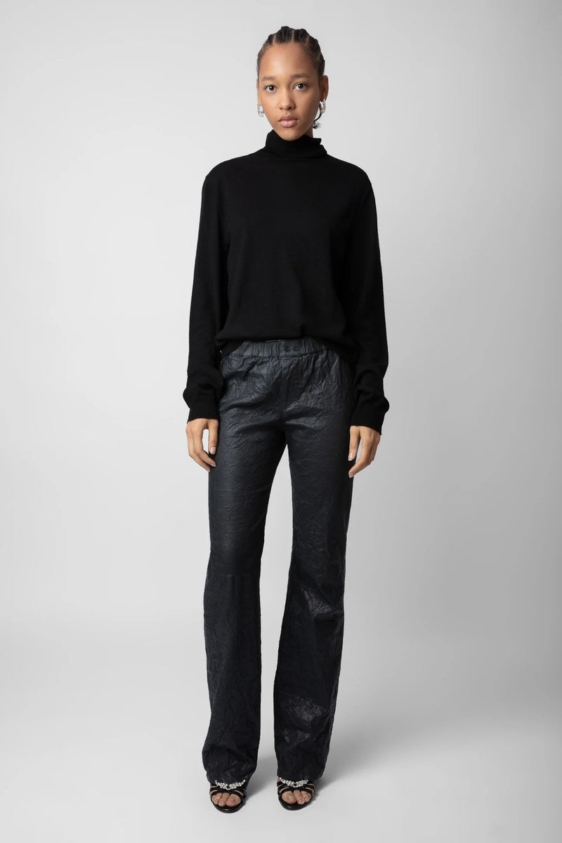 Pauline Crumple Leather Pants Anthracite
