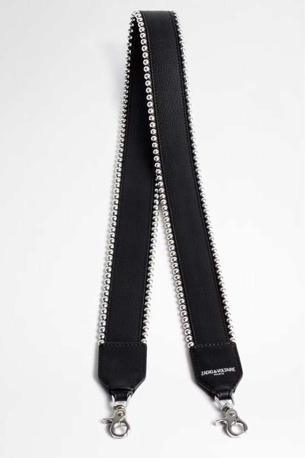 Strap Grained Leather + Studs Strap Black