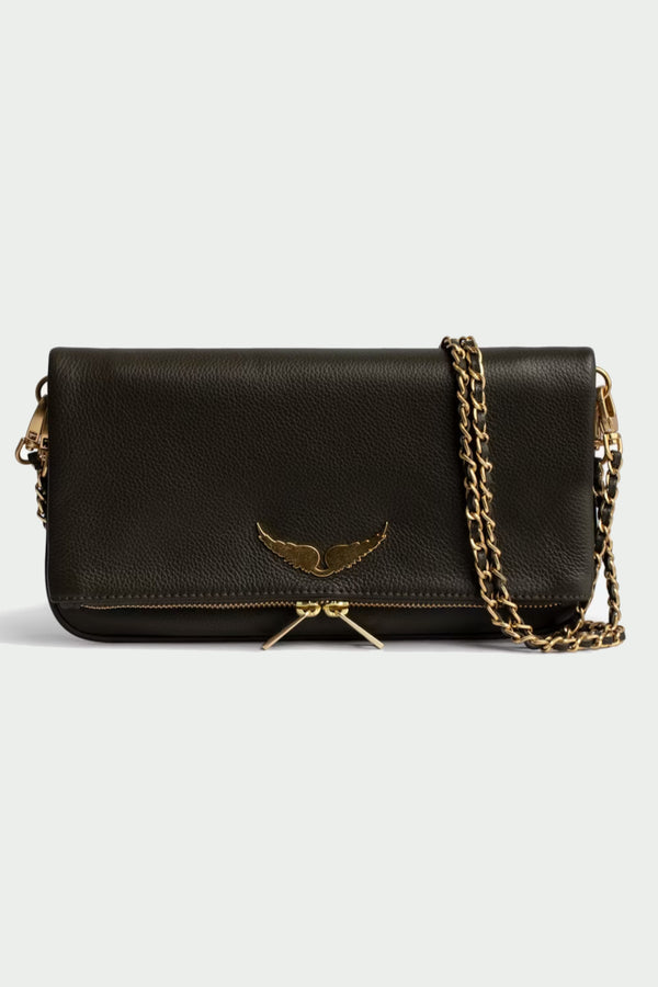 Rock Grained Leather Bag Military