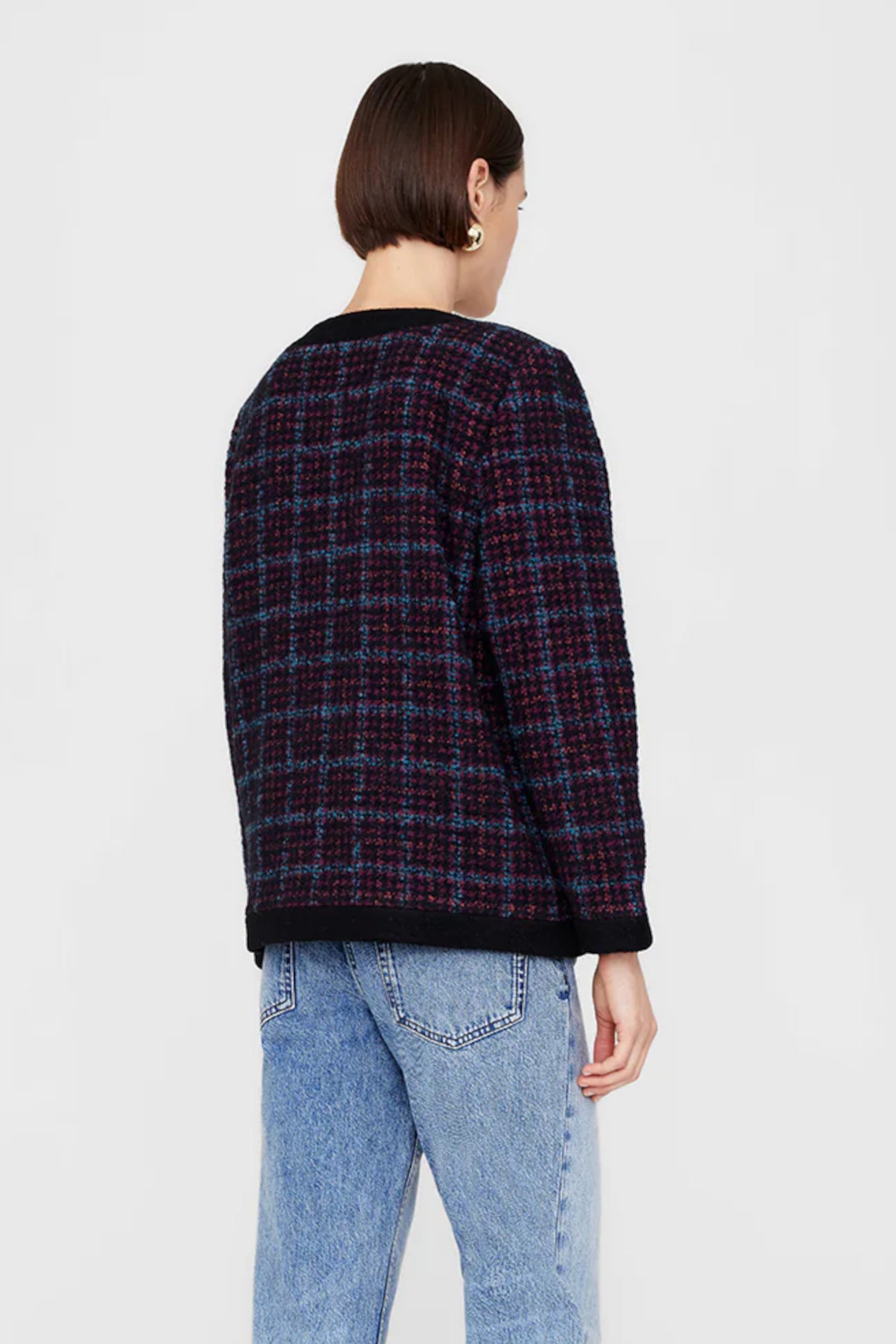 Veste Lydia tweed bleu rouge