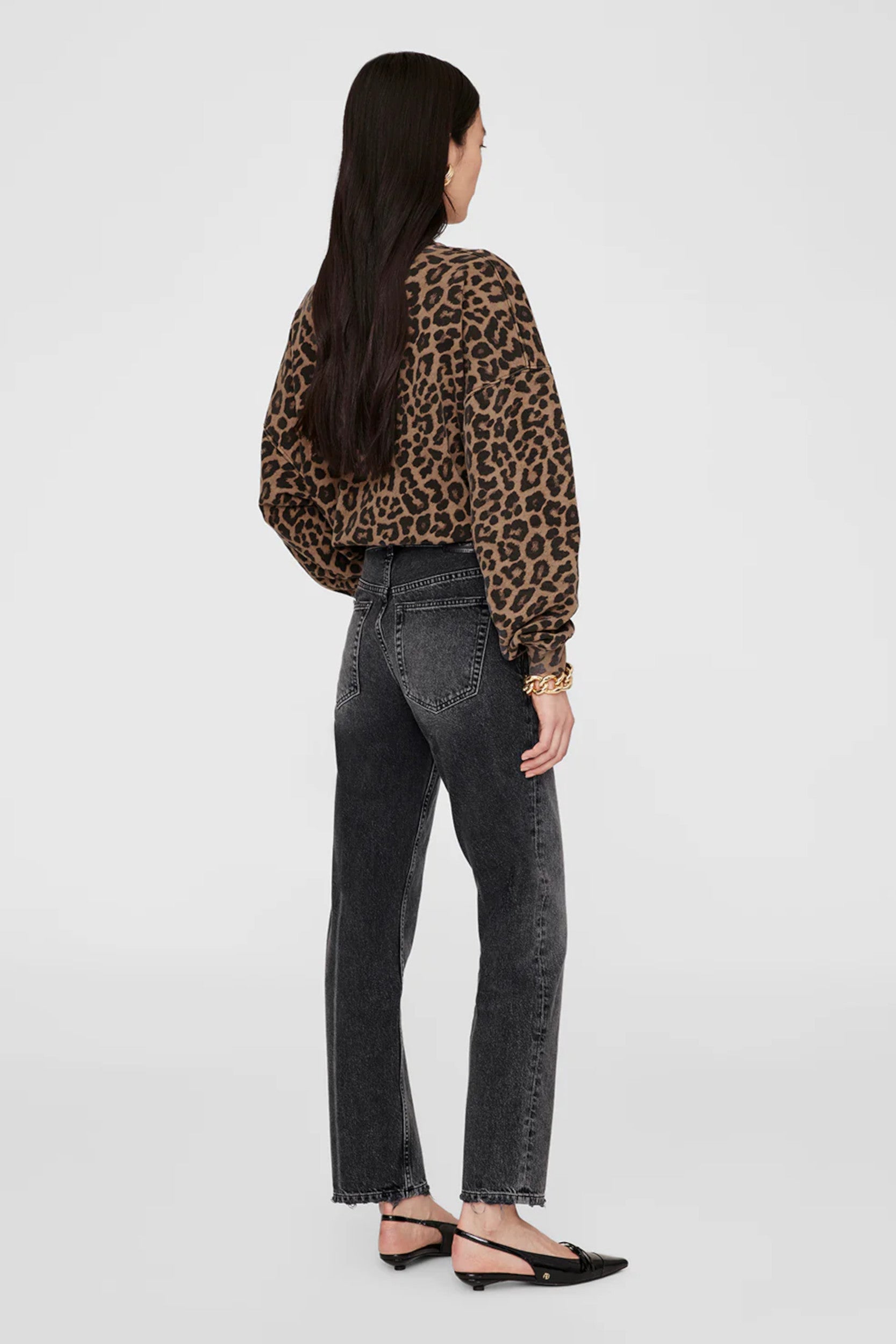 Miles Sweater Black and Brown Leopard