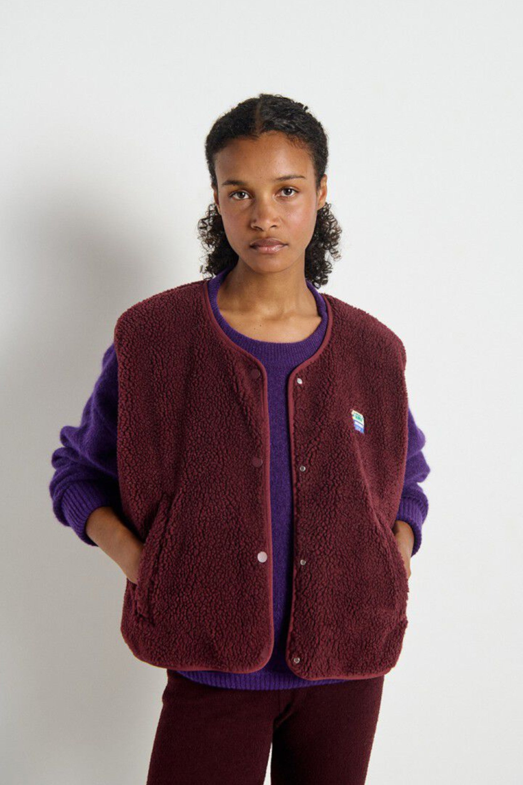 Hok16bh25 Coat Burgundy Mottled