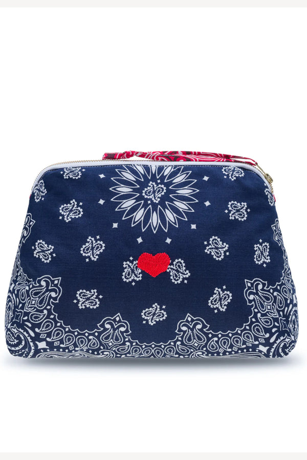 Large Vanity Pouch Heart Chambray Navy