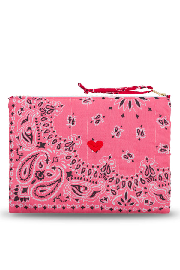 Zipped Pouch Quilted Heart Strawberry Real Red
