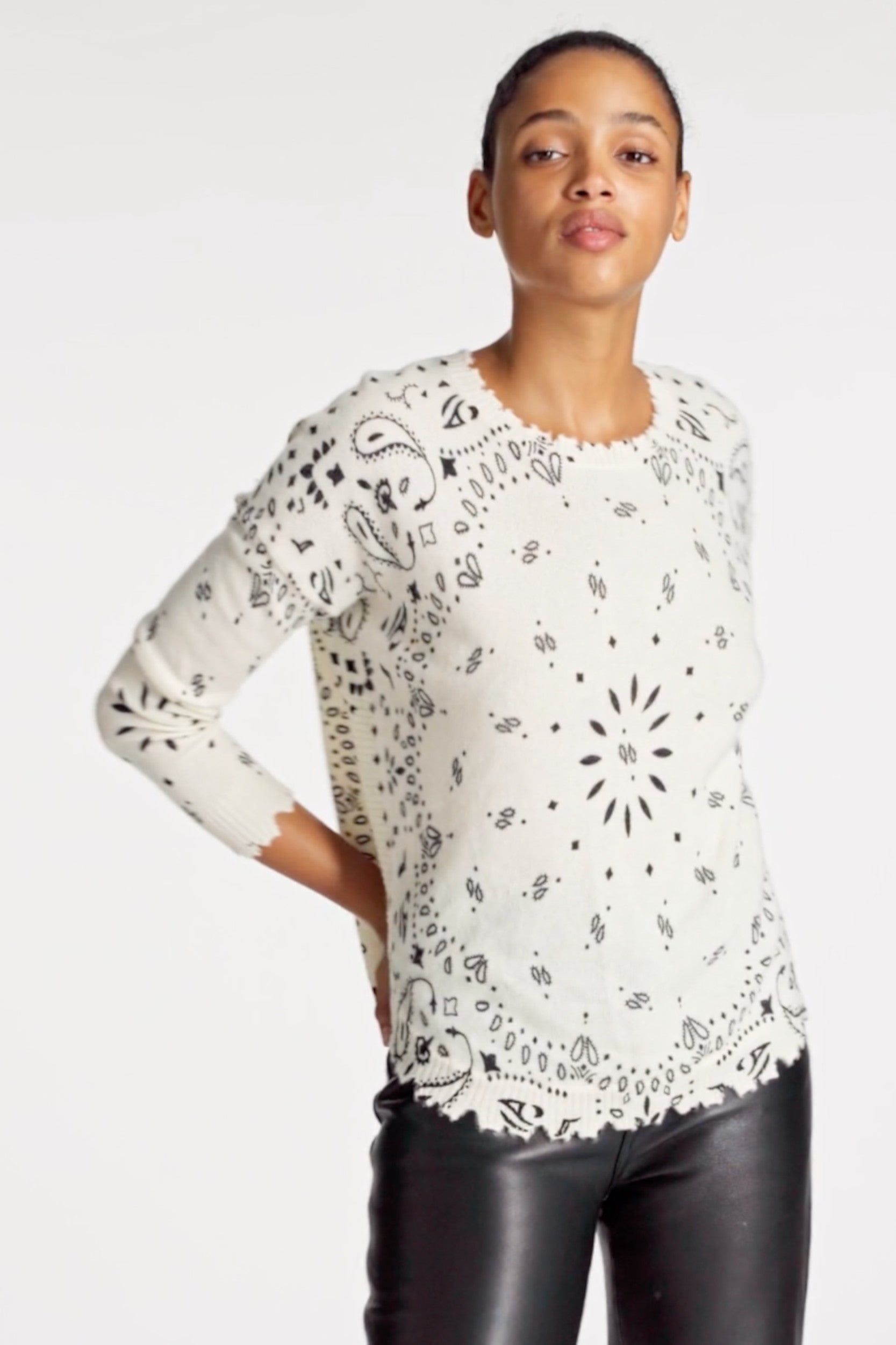 Mela Bandana Sweater White