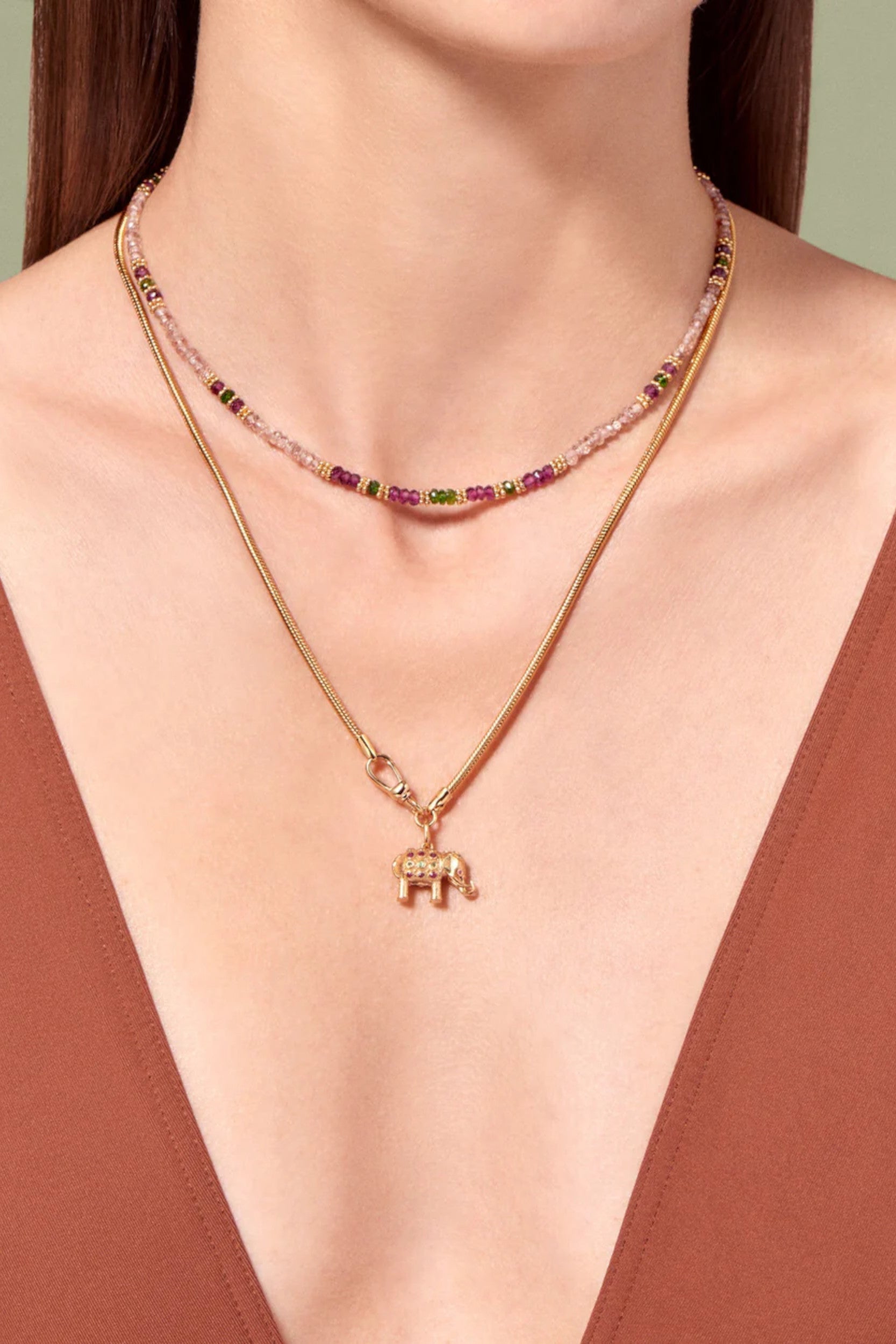 Gyana Necklace Zircon Diopside Grenat