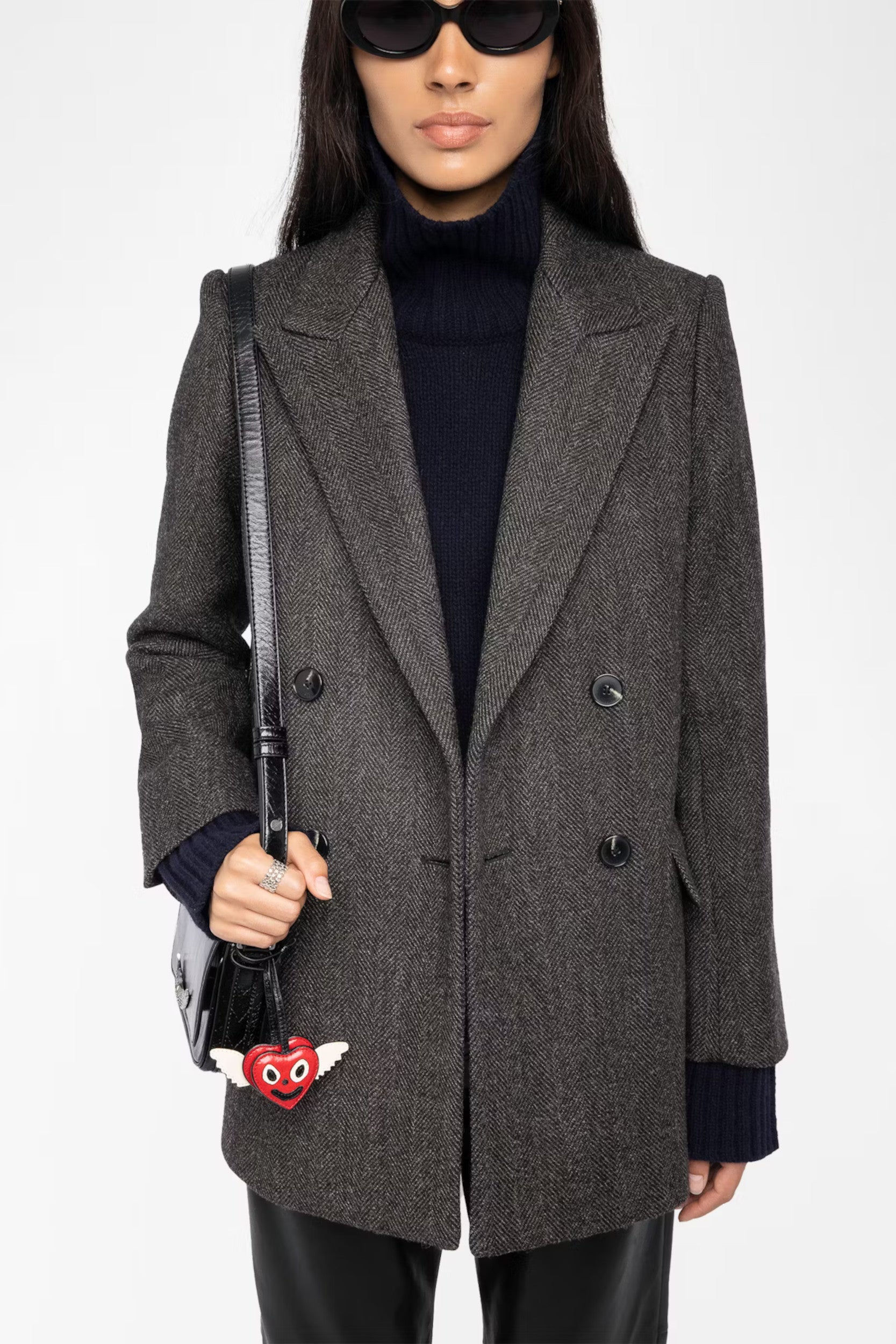 Miew Chevron Coat Dark Chocolate