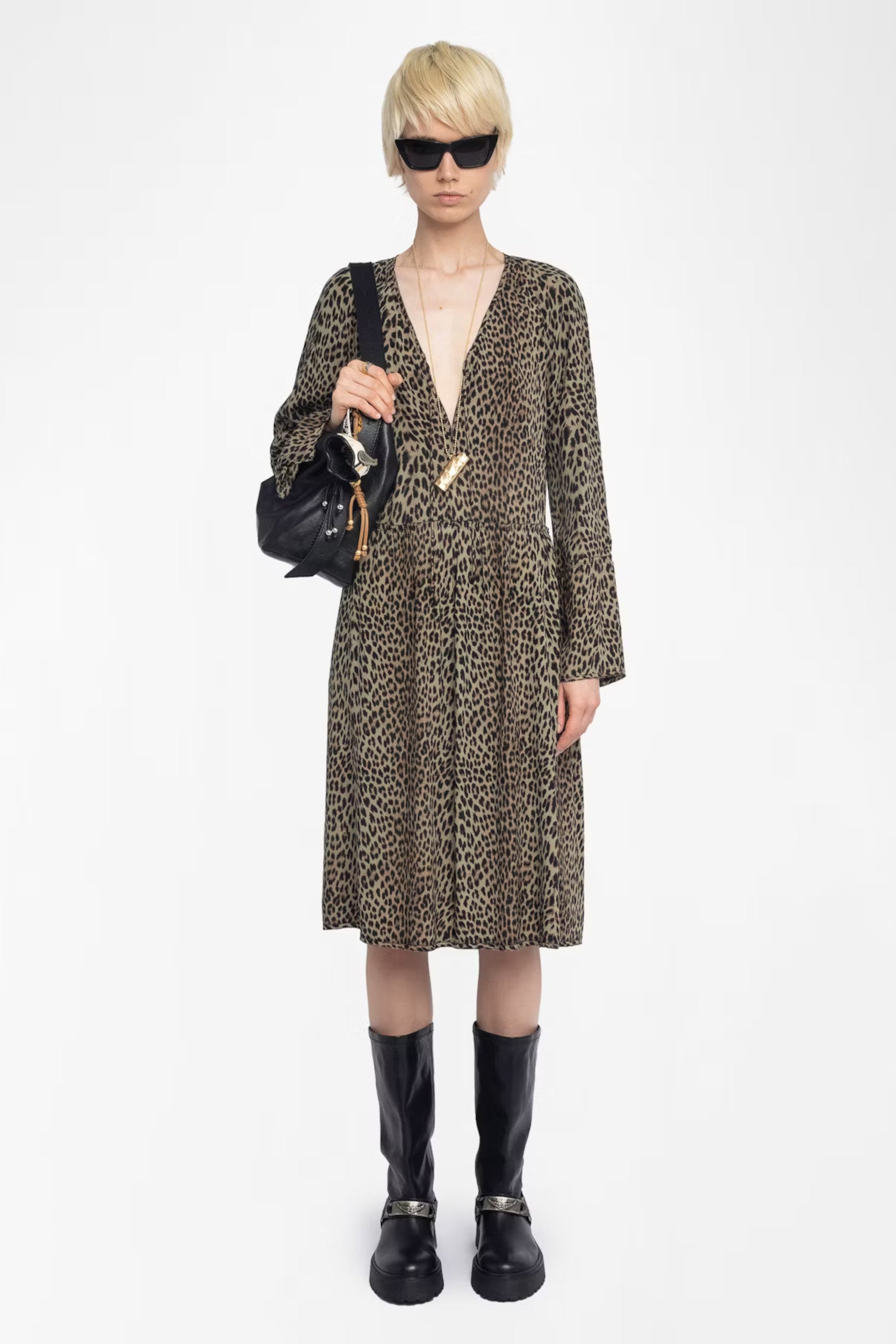 Rinas Soft Leo Dress Leaves