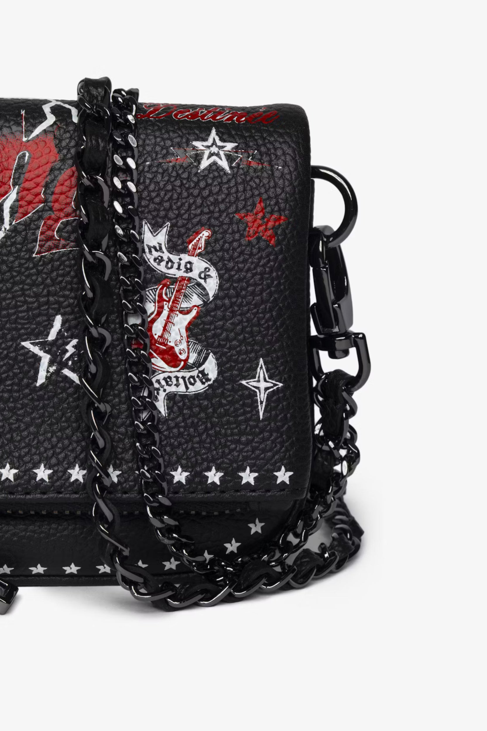 Rocky Nano Grained Leather Punk Bag Black