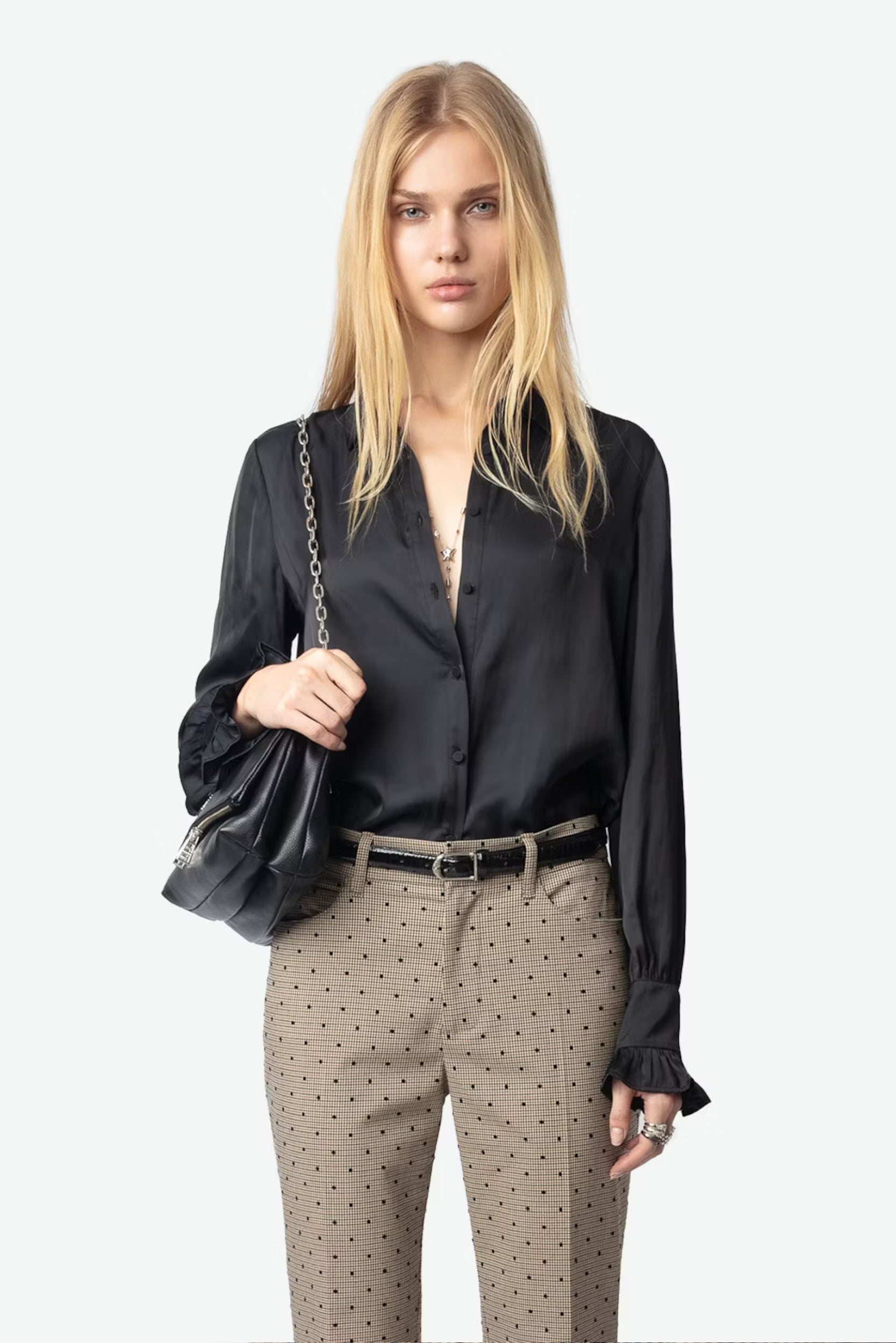 Thely Satin Shirt Black