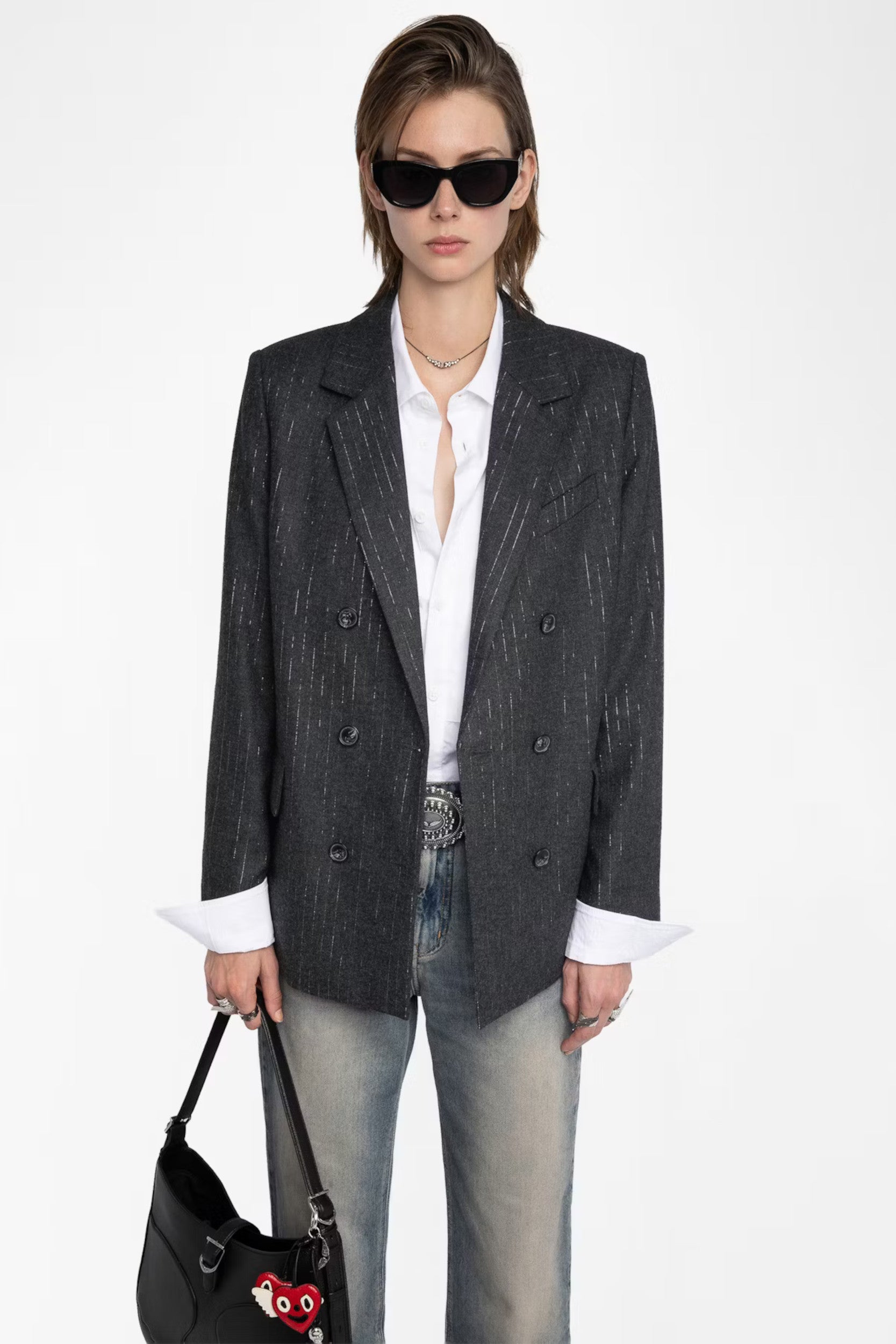 Vaska Flanelle Stripes Blazer Anthracite