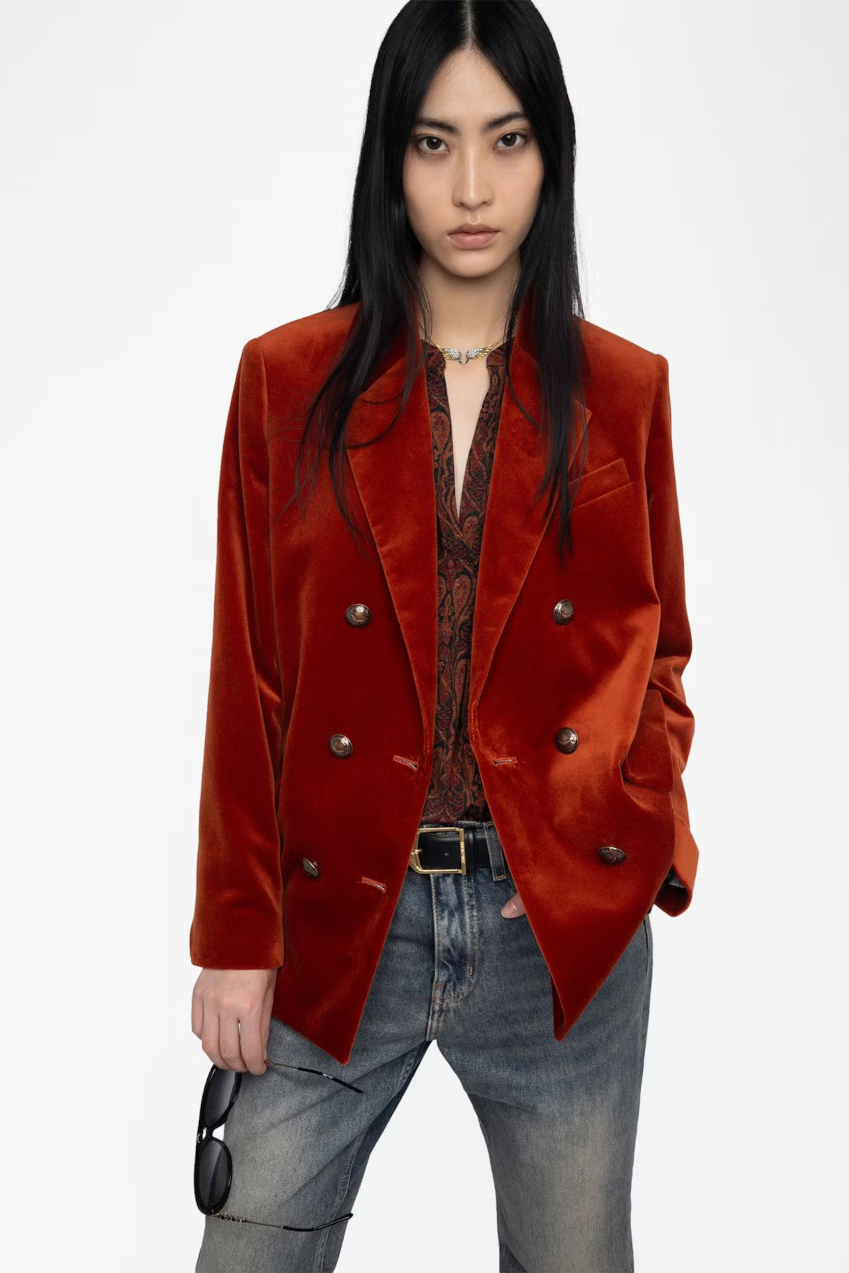Vaska Velvet Blazer Burn