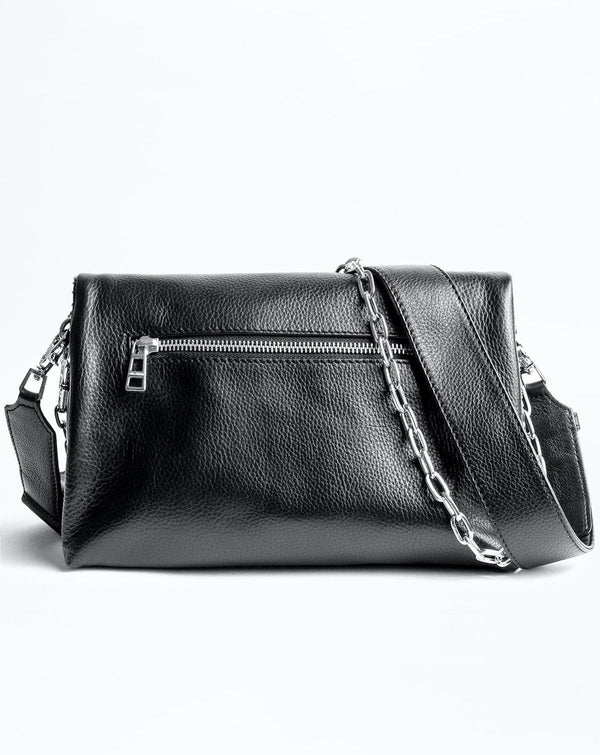 Rocky Grained Leather Studs Bag Black