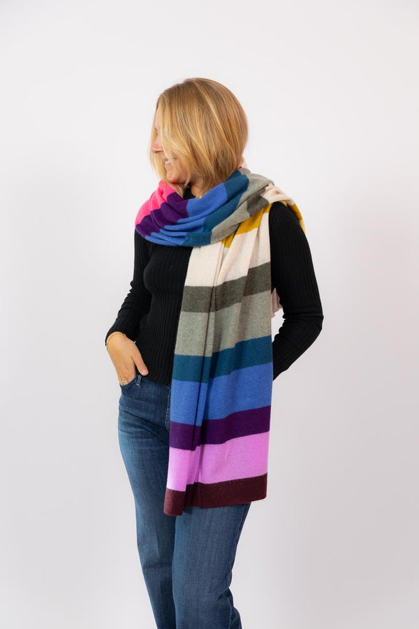 Cashemere Striped Scarf Rainbow Multi Raiml