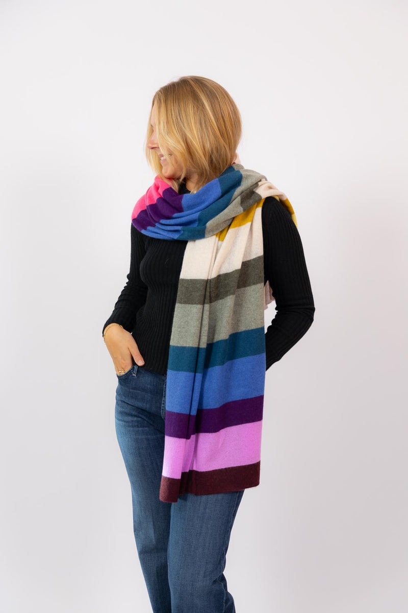 Cashemere Striped Scarf Rainbow Multi Raiml