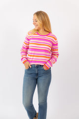 Wizzy Stripe Crew Sweater Popsicle Confetti Pink