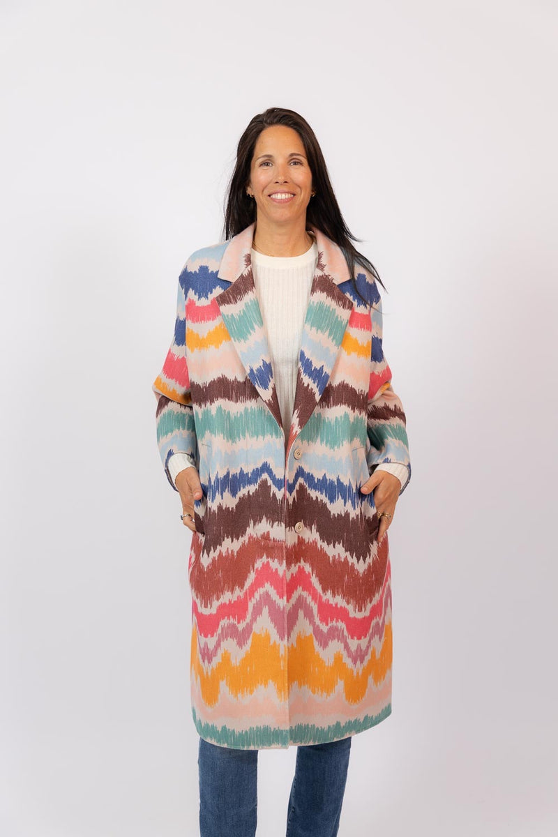 Paola Printed Midi Coat Colorful