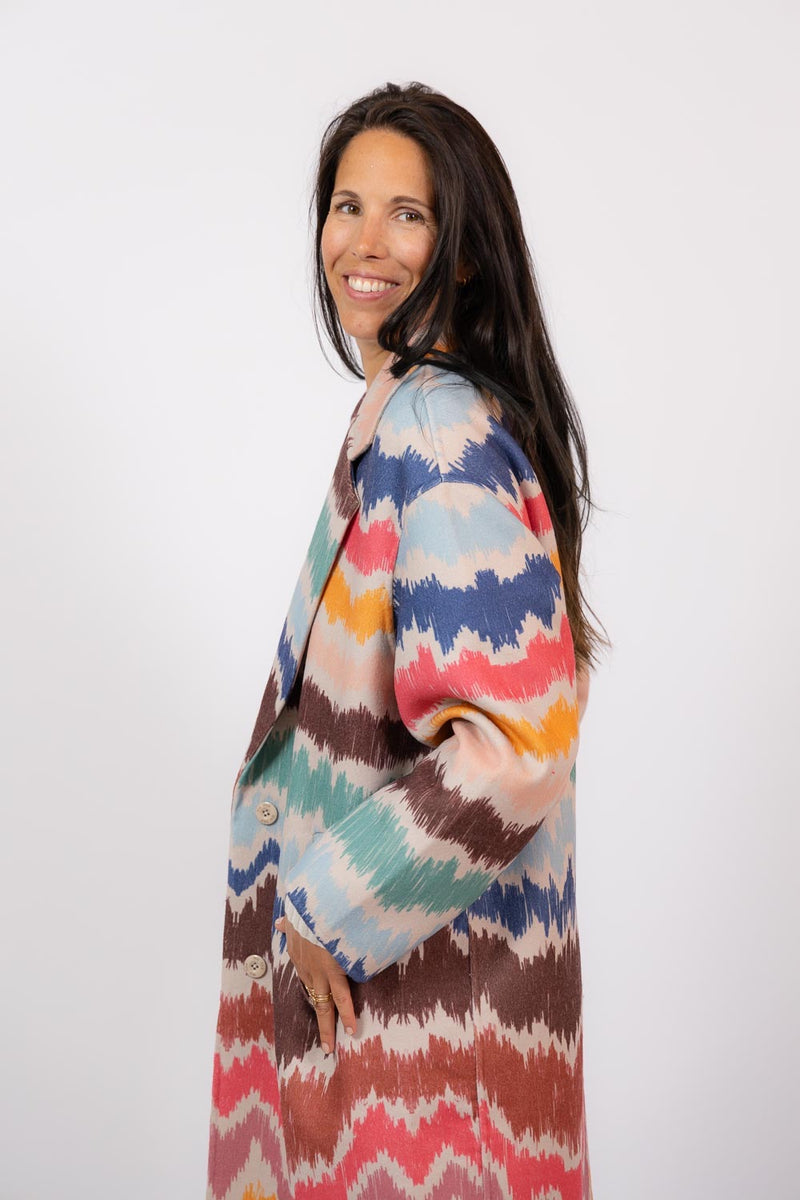 Paola Printed Midi Coat Colorful