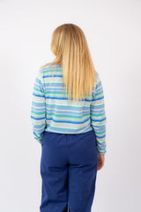 Wizzy Stripe Crew Sweater Jeans Powder Surf