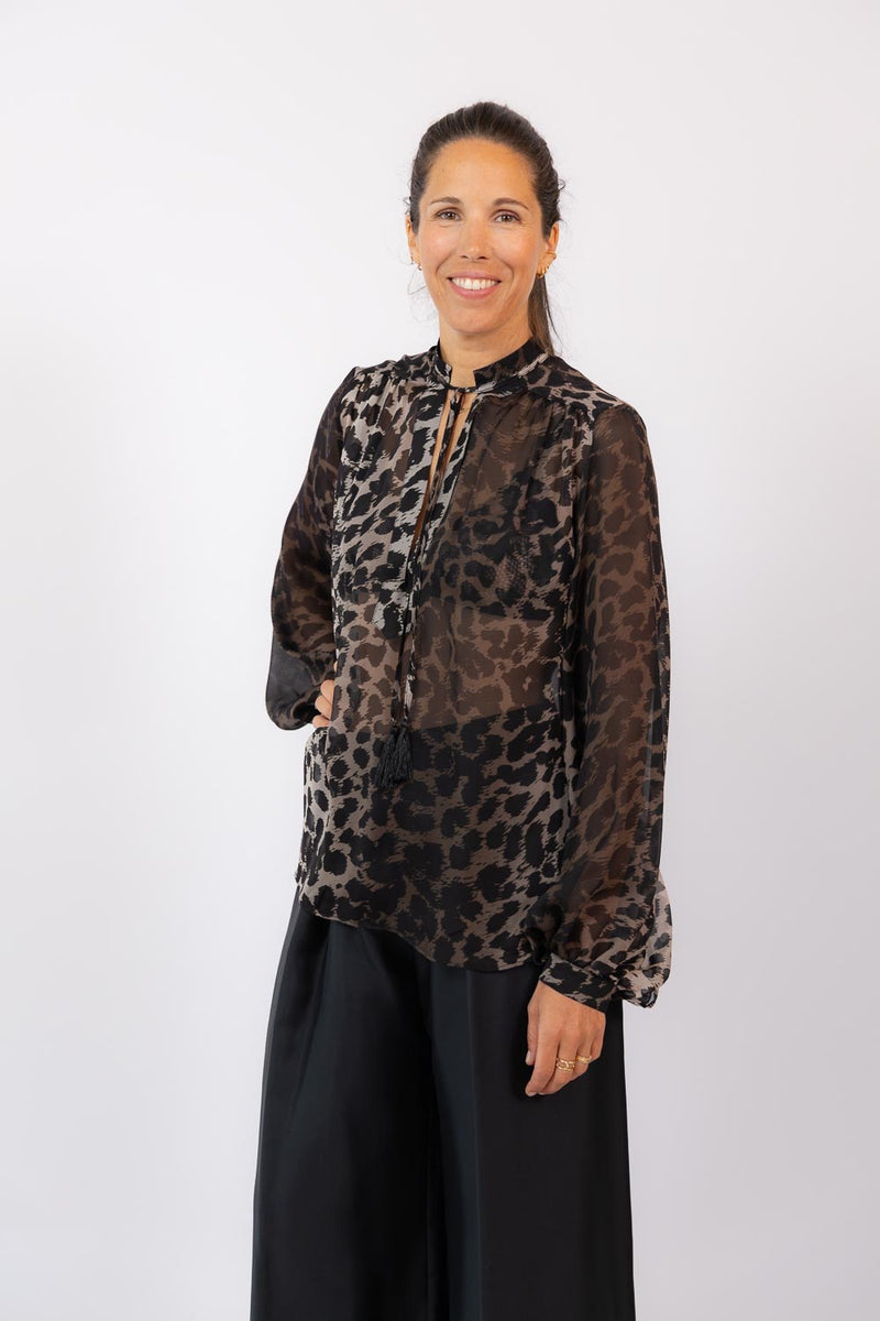 Kate Top Chiffon Leopard Print