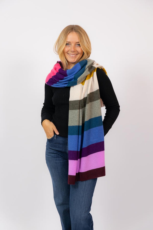 Cashemere Striped Scarf Rainbow Multi Raiml