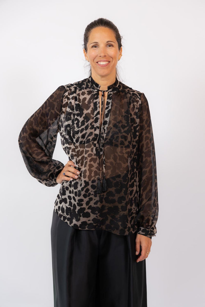 Kate Top Chiffon Leopard Print