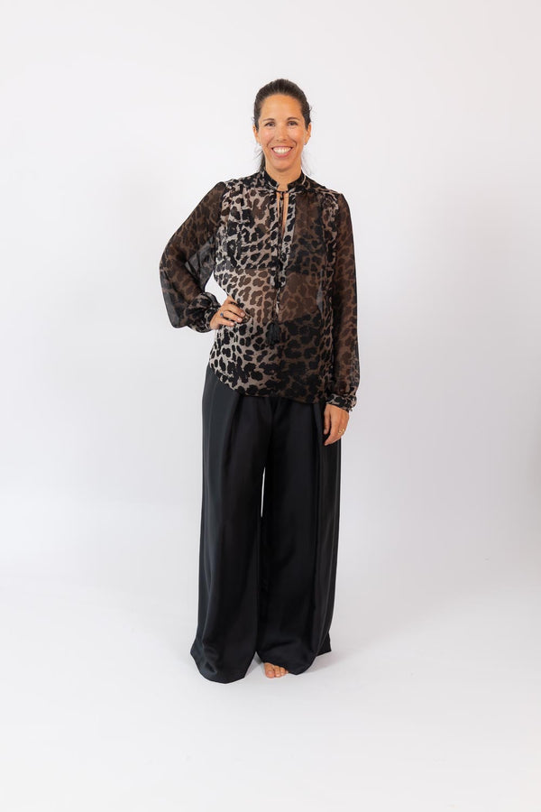 Kate Top Chiffon Leopard Print