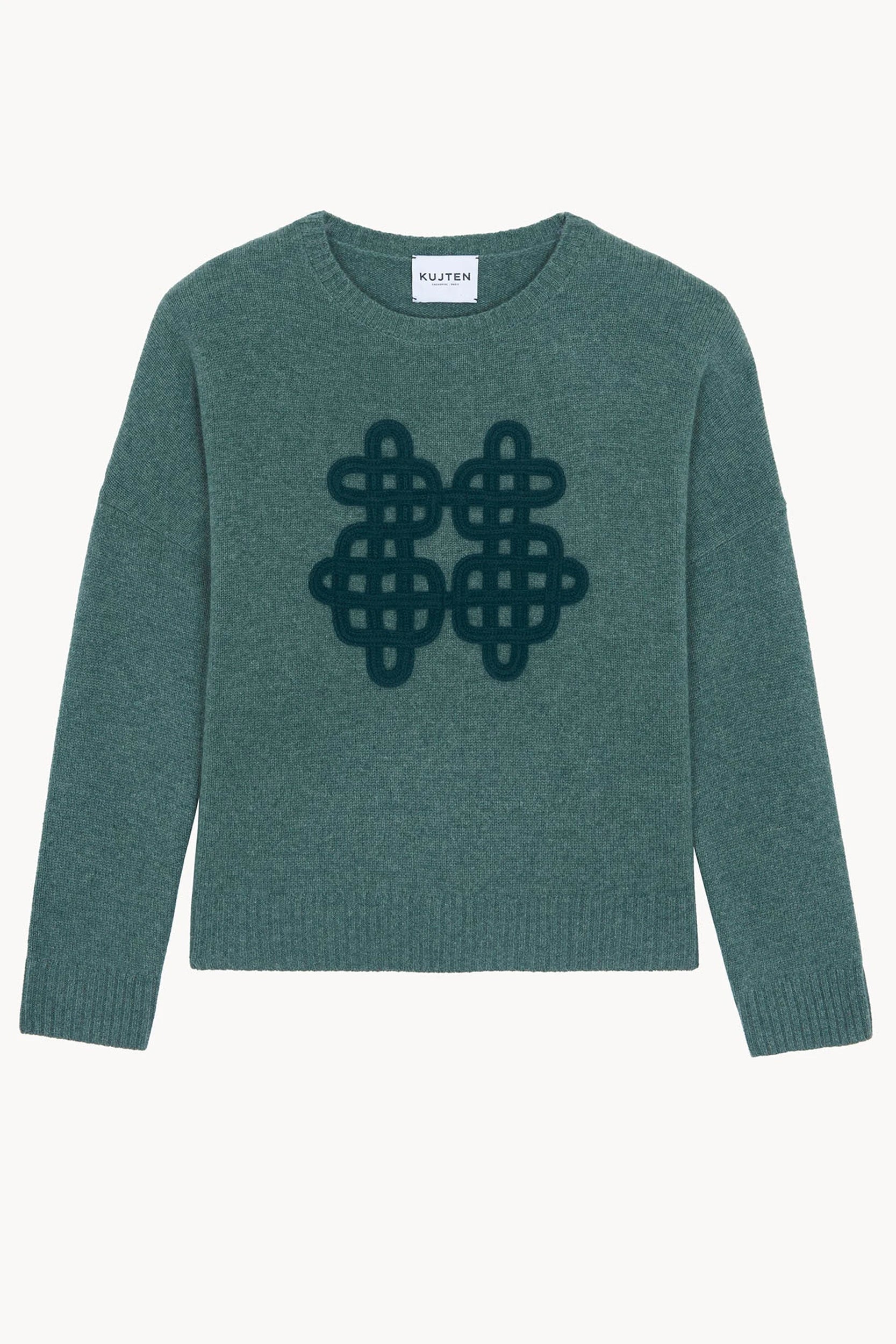 Amelie Symbol Pull Vert Wakamé Kujten, vue 4