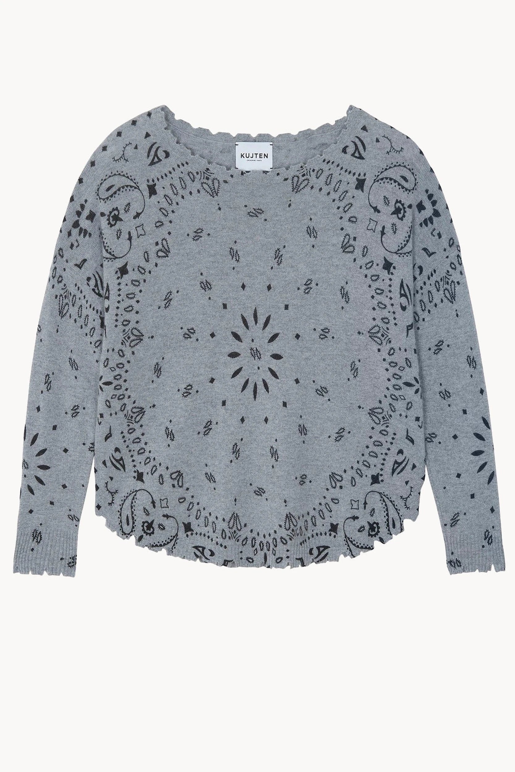 Mela Bandana Pull Gris Chiné Kujten, vue 1