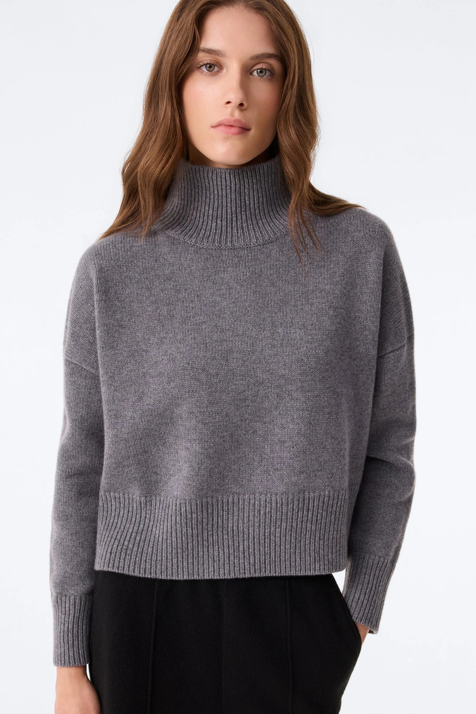 Ulla Crop Pull Flanelle Kujten Gris flanelle, vue 2