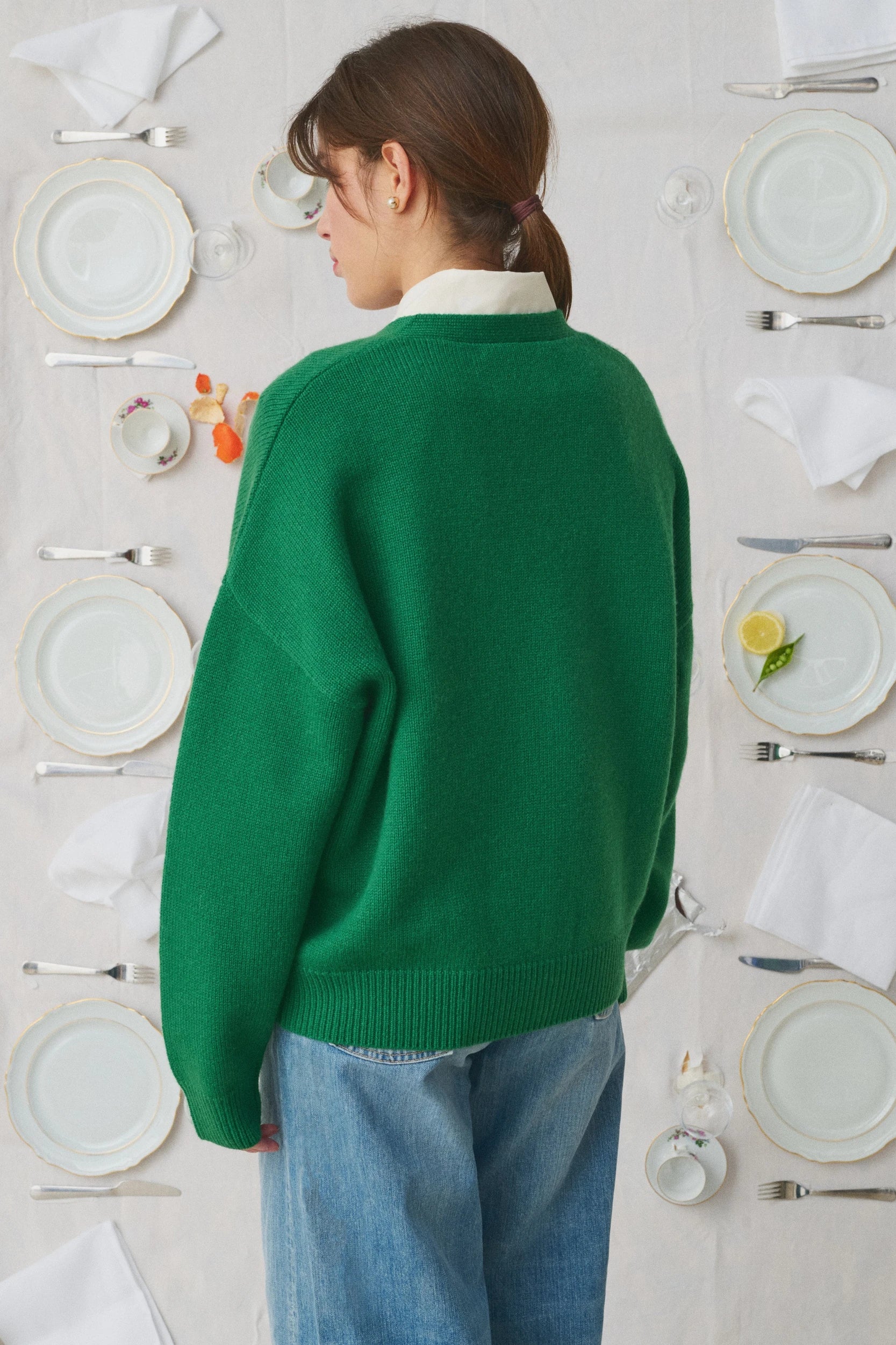 Bella Knitted Oversize Cardigan Vert Mii, vue 4